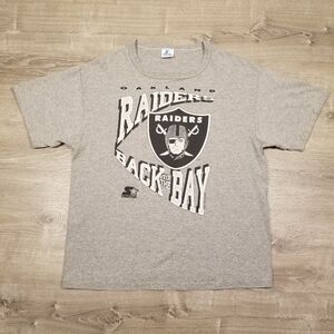 Vintage Oakland Raiders Shirt Mens XL Gray NFL Starter Back to the Bay 1990 USA